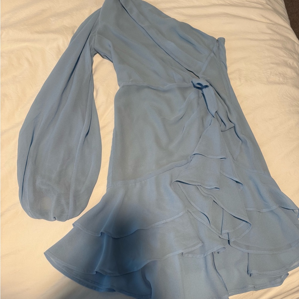 Michael Costello One Shoulder Blue Dress